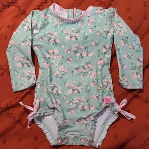 Ruffle Butts Mint and Pink Baby Bodysuit